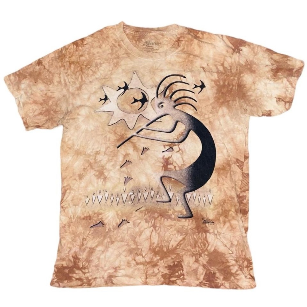 Vintage 2000s Y2K Tribal Indigenous Figure Graphic Tie Dye T-Shirt